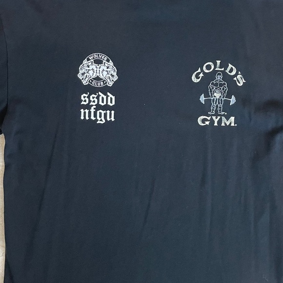 NWOT Black Dark Sport Gold’s Gym Orange Flame Tee (Men’s Size S) - Picture 3 of 5